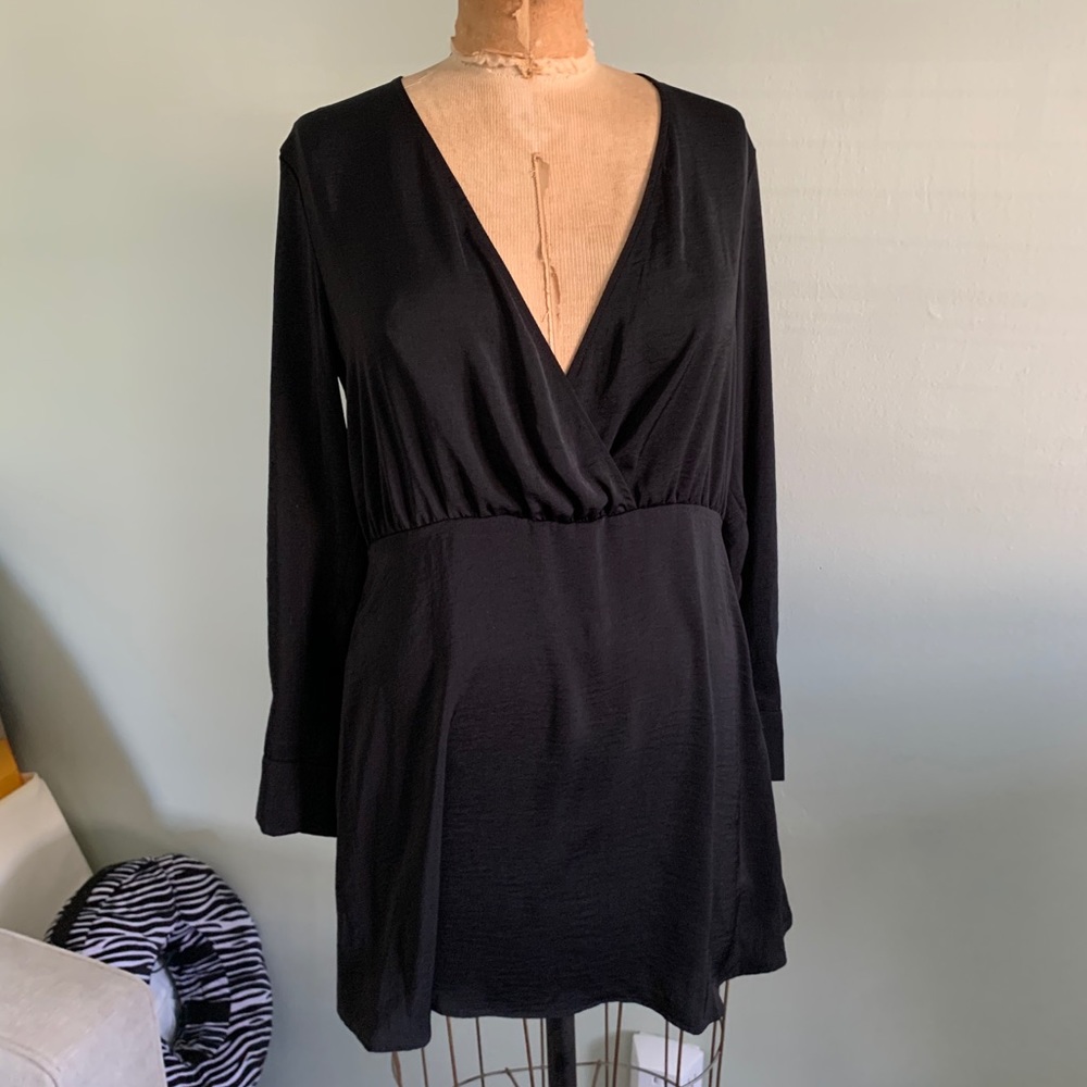 H&M DIVIDED Black Deep V Mini Dress NWT Size 12